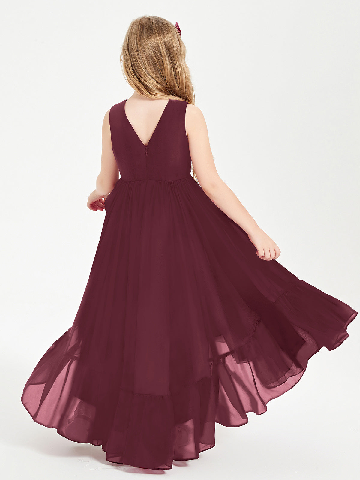 Cascading Skirt Boho Dresses for Junior Bridesmaids Cabernet
